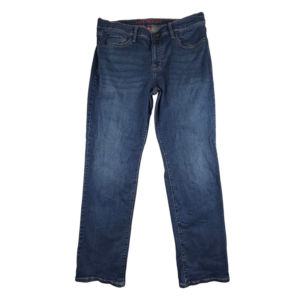 Lucky Brand Straight Jeans Women 12 Stretch Mid Rise Blue Denim